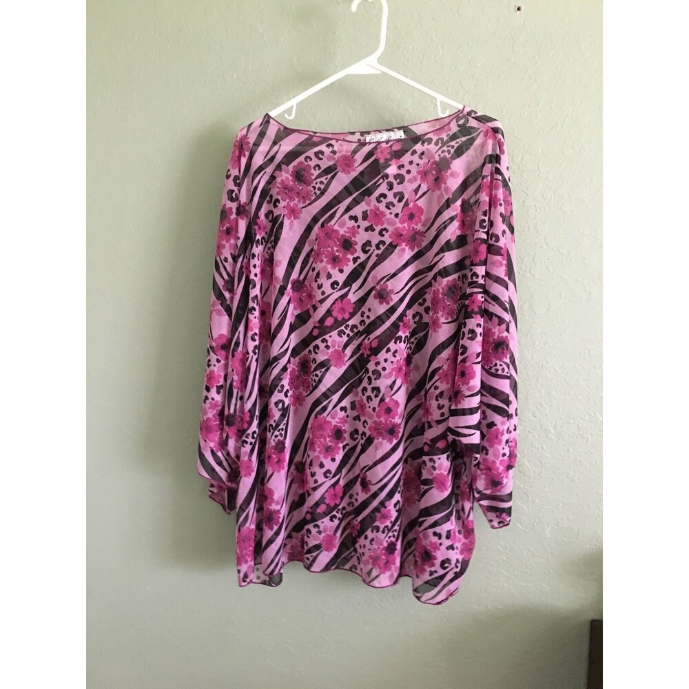 Carolyn Strauss Collection Plus Women's 3X  Floral Print Multi Color Blouse